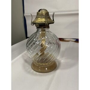 Antique Banner Plume & Atwood Oil Lamp Clear Twisted Swirl Glass Base No Chimney